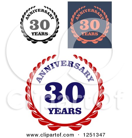 Clipart of a 30 Year Anniversary Wreaths - Royalty Free Vector Illustration by Vector Tradition SM