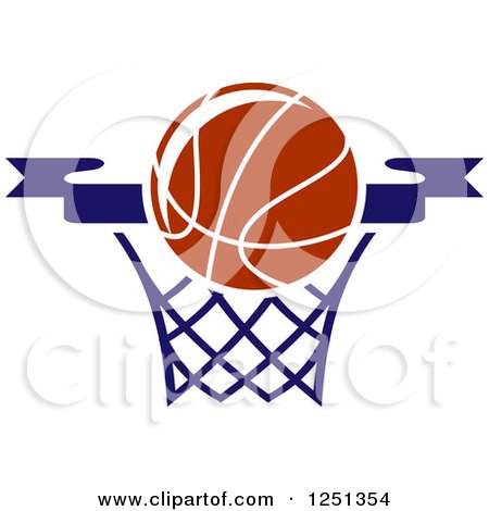 Clipart of a Basketball over a Hoop - Royalty Free Vector Illustration by Vector Tradition SM