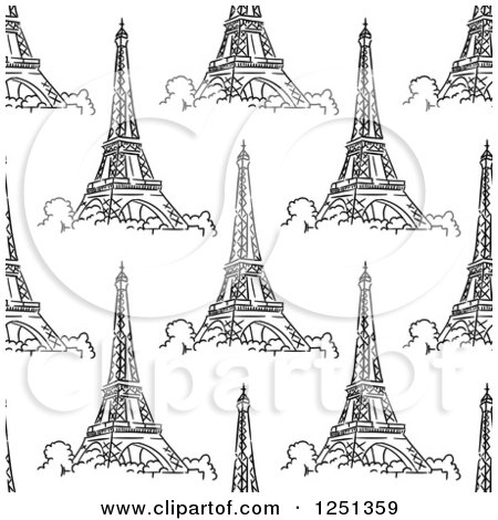 Clipart of a Seamless Sketched Eiffel Tower Background Pattern - Royalty Free Vector Illustration by Vector Tradition SM