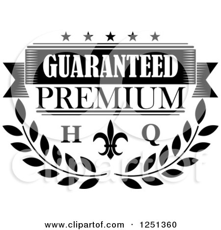 Clipart of a High Quality Black and White Premium Guarantee Label - Royalty Free Vector Illustration by Vector Tradition SM