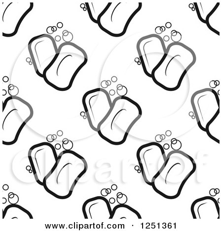Clipart of a Seamless Black and White Bar Soap Background Pattern - Royalty Free Vector Illustration by Vector Tradition SM