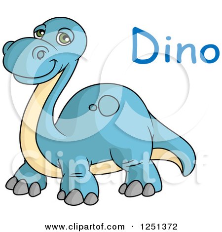 Clipart of a Blue and Tan Dinosaur with Text - Royalty Free Vector Illustration by Vector Tradition SM