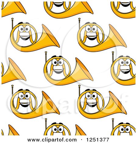 Clipart of a Seamless Happy French Horn Background Pattern - Royalty Free Vector Illustration by Vector Tradition SM