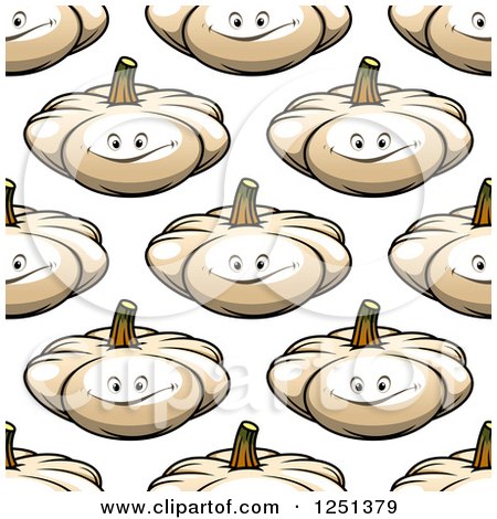 Clipart of a Seamless Happy White Pumpkin Background Pattern - Royalty Free Vector Illustration by Vector Tradition SM