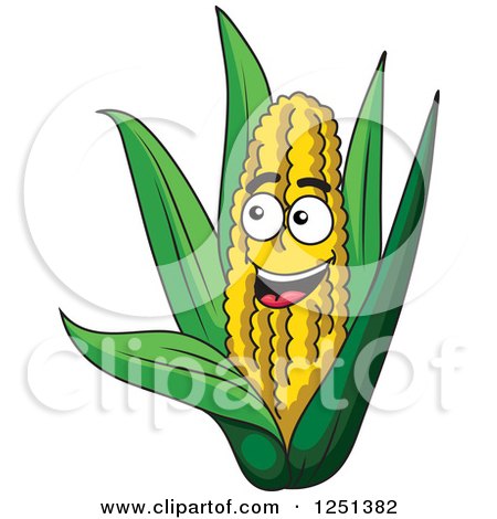 Clipart of an Excited Corn Character - Royalty Free Vector Illustration by Vector Tradition SM