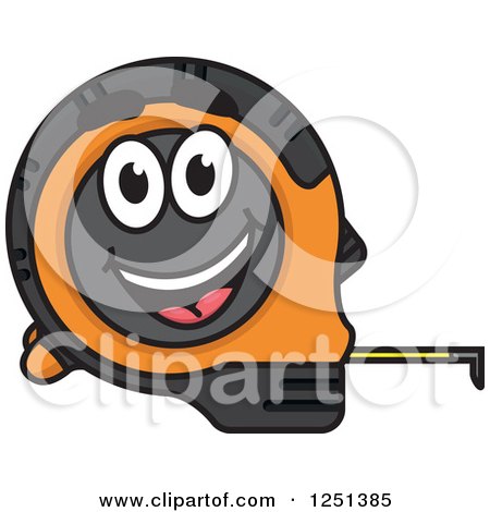 Clipart of a Happy Orange and Black Tape Measure - Royalty Free Vector Illustration by Vector Tradition SM