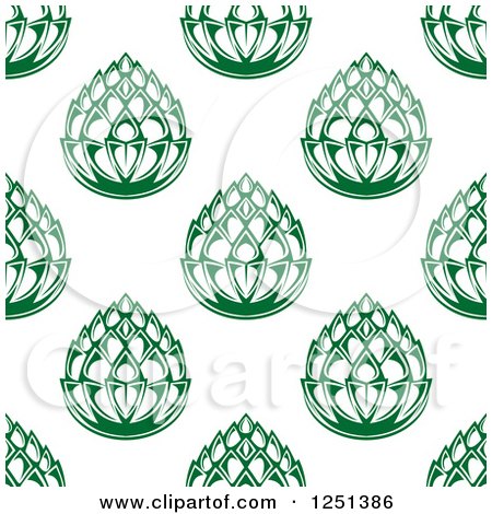 Clipart of a Seamless Background Pattern of Green Beer Hops - Royalty Free Vector Illustration by Vector Tradition SM