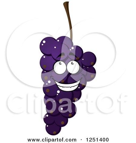 Clipart of a Bunch of Purple Grapes Character - Royalty Free Vector Illustration by Vector Tradition SM
