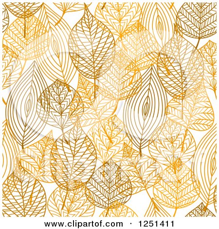 Clipart of a Seamless Orange and Brown Skeleton Leaf Background Pattern - Royalty Free Vector Illustration by Vector Tradition SM