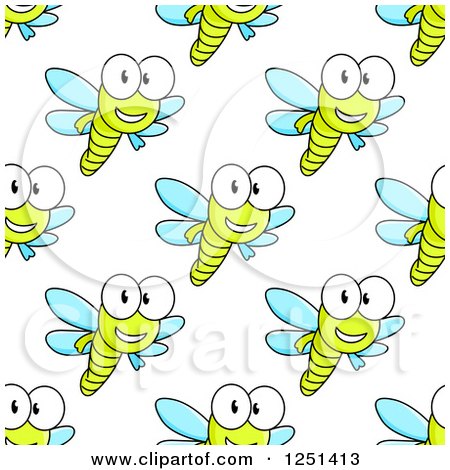 Clipart of a Seamless Happy Dragonfly Background Pattern - Royalty Free Vector Illustration by Vector Tradition SM