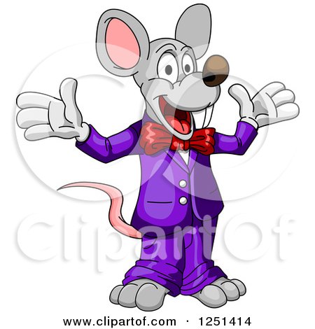 Clipart of a Happy Mouse in a Purple Suit - Royalty Free Vector Illustration by Vector Tradition SM