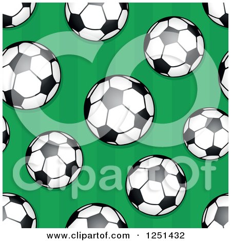 Clipart of a Seamless Soccer Ball and Green Pattern Background - Royalty Free Vector Illustration by visekart