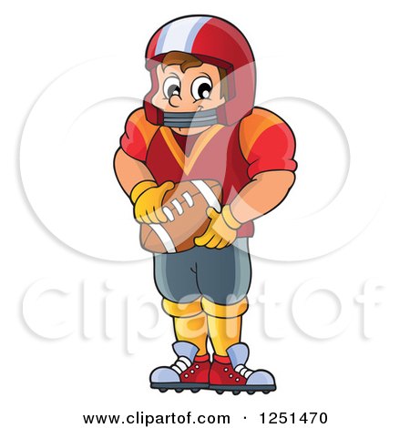 Clipart of a Male American Football Player Holding a Ball - Royalty Free Vector Illustration by visekart