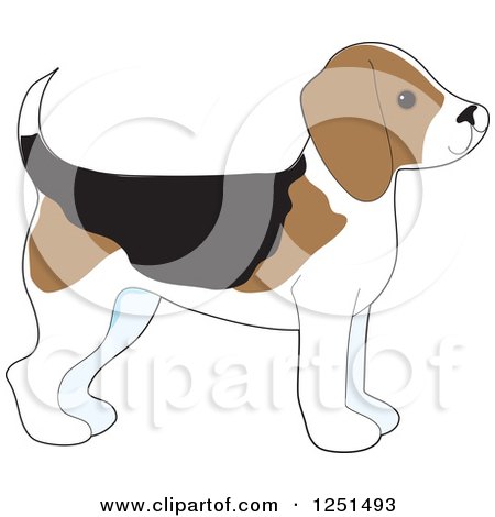 Clipart of a Cute Beagle Puppy Dog in Profile - Royalty Free Vector Illustration by Maria Bell