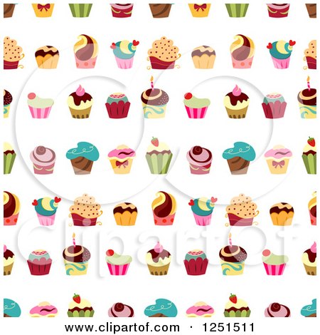Clipart of a Seamless Colorful Cupcake Background Pattern - Royalty Free Vector Illustration by yayayoyo