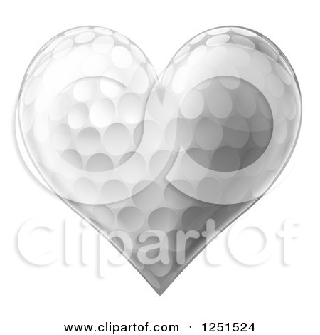 Clipart of a 3d Heart Shaped Golf Ball - Royalty Free Vector Illustration by AtStockIllustration