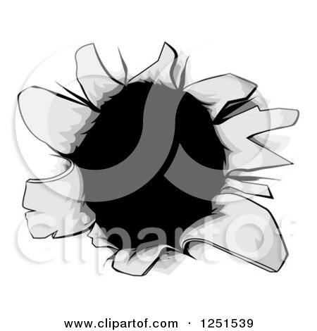 Clipart of a Torn Hole or Gun Shot - Royalty Free Vector Illustration by AtStockIllustration