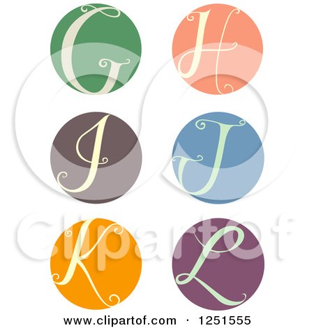Clipart of a Round Cursive Letters G Through L - Royalty Free Vector Illustration by BNP Design Studio