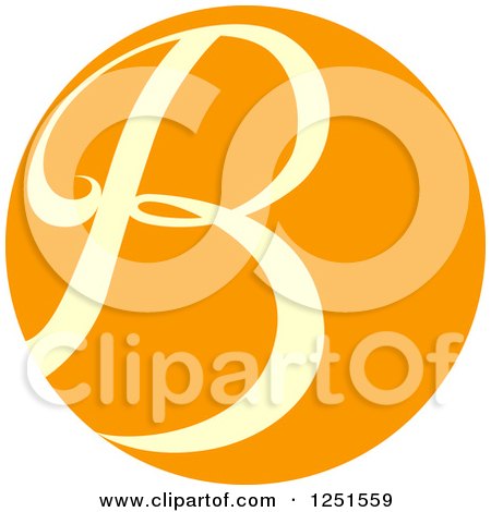 Clipart of a Round Orange Circle with Capital Letter B - Royalty Free Vector Illustration by BNP Design Studio