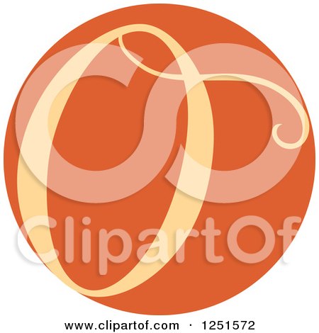 Clipart of a Round Orange Circle with Capital Letter O - Royalty Free Vector Illustration by BNP Design Studio