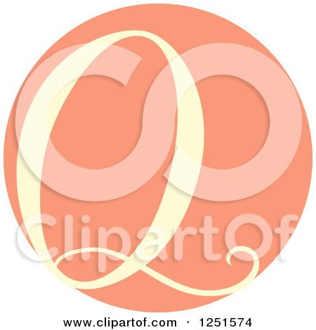 Clipart of a Round Pink Circle with Capital Letter Q - Royalty Free Vector Illustration by BNP Design Studio