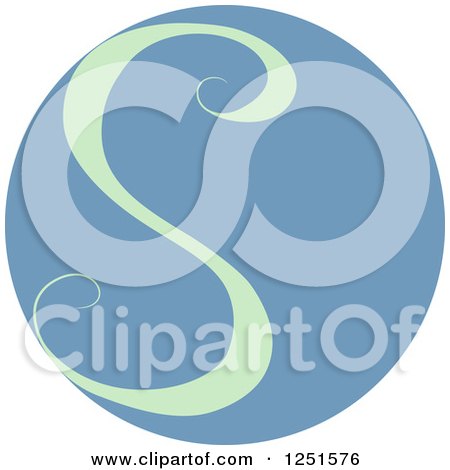 Clipart of a Round Blue Circle with Capital Letter S - Royalty Free Vector Illustration by BNP Design Studio