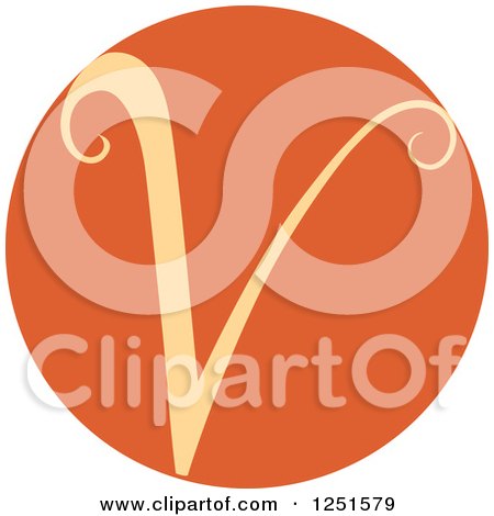 Clipart of a Round Orange Circle with Capital Letter V - Royalty Free Vector Illustration by BNP Design Studio