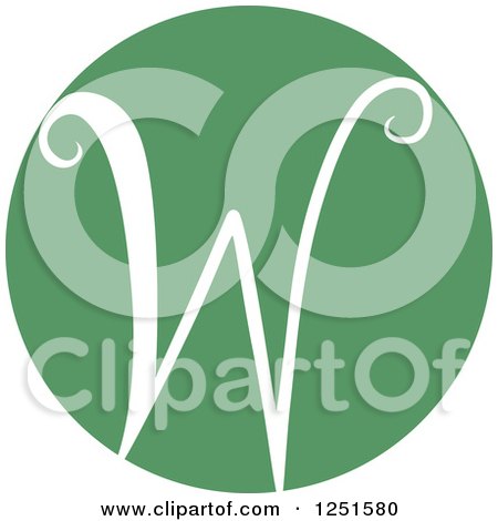 Clipart of a Round Green Circle with Capital Letter W - Royalty Free Vector Illustration by BNP Design Studio
