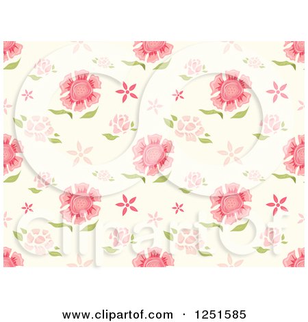 Clipart of a Vintage Seamless Pink Carnation Background Pattern - Royalty Free Vector Illustration by BNP Design Studio
