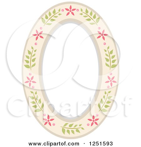 Clipart of a Shappy Chick Oval Floral Frame - Royalty Free Vector Illustration by BNP Design Studio