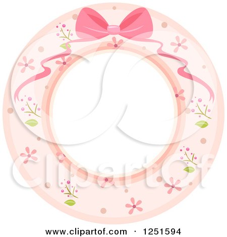 Clipart of a Shappy Chick Round Floral Frame - Royalty Free Vector Illustration by BNP Design Studio
