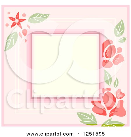 Clipart of a Shappy Chick Square Floral Frame - Royalty Free Vector Illustration by BNP Design Studio