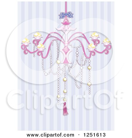 Clipart of a Shabby Chic Chandelier over Purple Stripes - Royalty Free Vector Illustration by BNP Design Studio