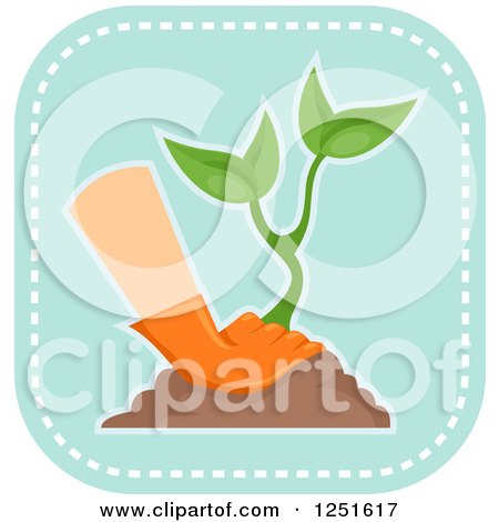 Clipart of a Blue Square Planting and Gardening Icon - Royalty Free Vector Illustration by BNP Design Studio