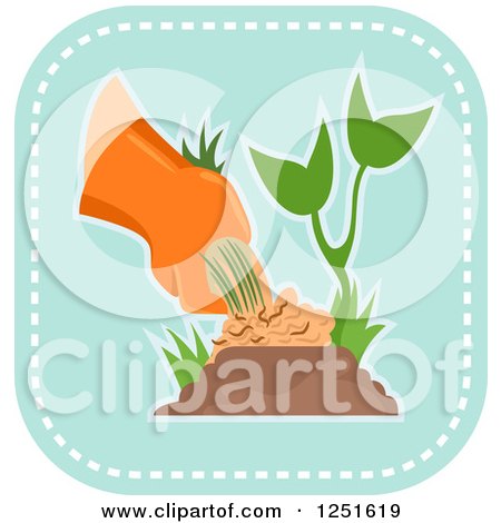 Clipart of a Blue Square Weeding or Planting and Gardening Icon - Royalty Free Vector Illustration by BNP Design Studio