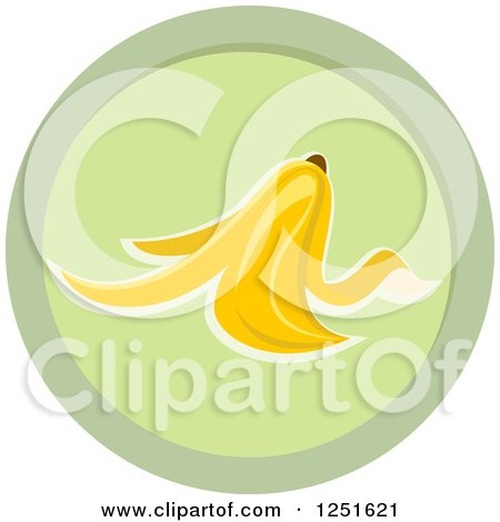Clipart of a Round Green Banana Peel Composing Icon - Royalty Free Vector Illustration by BNP Design Studio