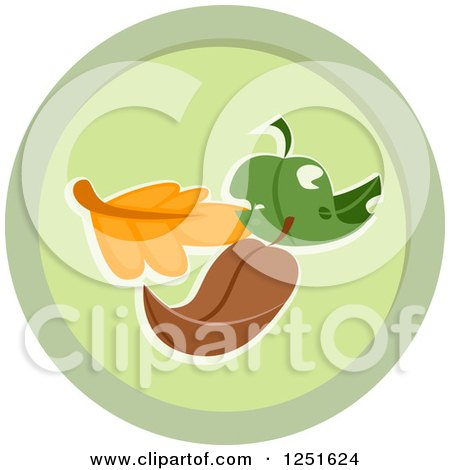 Clipart of a Round Green Leaf Composing Icon - Royalty Free Vector Illustration by BNP Design Studio