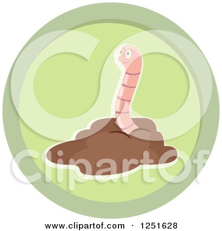 Clipart of a Round Green Worm Composing Icon - Royalty Free Vector Illustration by BNP Design Studio