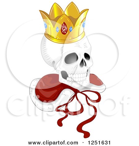 Clipart of a Human Skull with a Kings Crown and Cape - Royalty Free Vector Illustration by BNP Design Studio