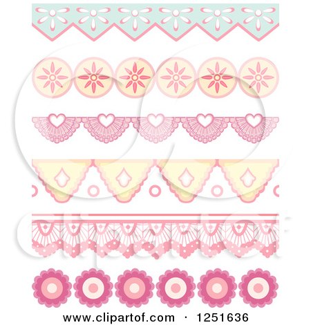 Clipart of Shappy Chic Lace and Floral Rule Borders - Royalty Free Vector Illustration by BNP Design Studio