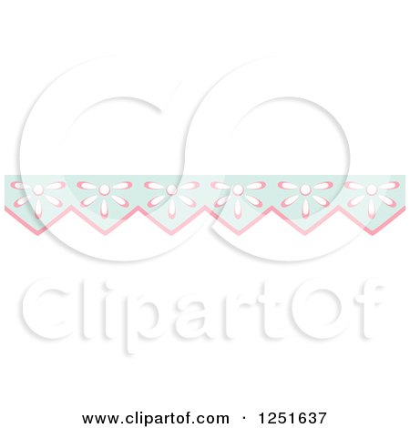 Clipart of a Shappy Chic Pink Amd Blue Flower Rule Border - Royalty Free Vector Illustration by BNP Design Studio