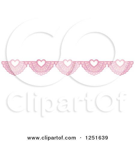 Clipart of a Shappy Chic Pink Lace Heart Rule Border - Royalty Free Vector Illustration by BNP Design Studio