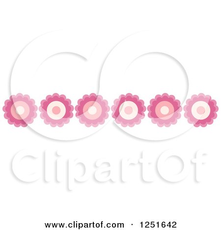Clipart of a Shappy Chic Pink Flower Rule Border - Royalty Free Vector Illustration by BNP Design Studio