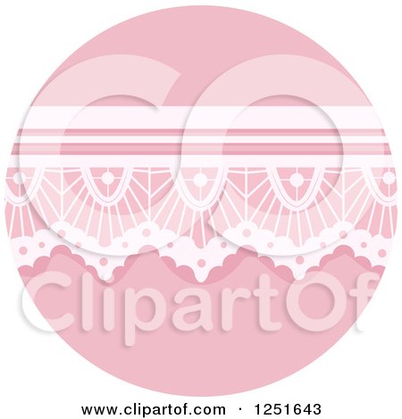 Clipart of a Round Shappy Chic Pink Lace Icon - Royalty Free Vector Illustration by BNP Design Studio