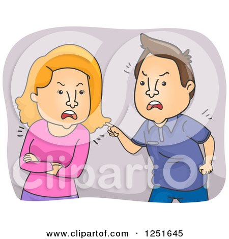 Clipart of a Mad Couple Arguing - Royalty Free Vector Illustration by BNP Design Studio