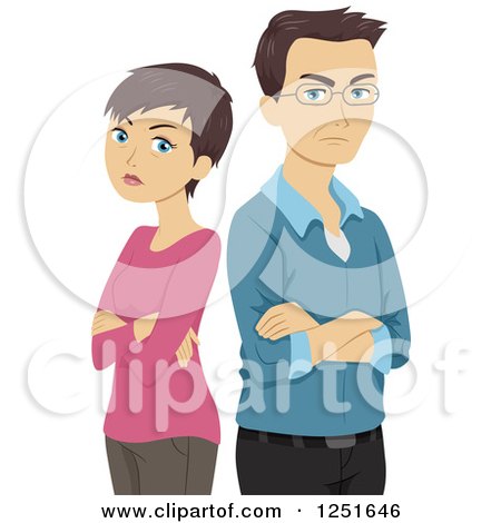 Clipart of a Mad Midle Aged Couple Back to Back - Royalty Free Vector Illustration by BNP Design Studio