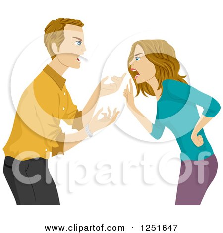 Clipart of a Young Couple Arguing - Royalty Free Vector Illustration by BNP Design Studio