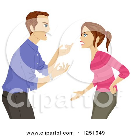 Clipart of a Father Arguing with His Teenage Daughter - Royalty Free Vector Illustration by BNP Design Studio