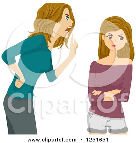 Clipart of a Mother Scolding Her Teenage Daughter - Royalty Free Vector Illustration by BNP Design Studio