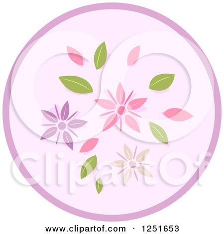 Clipart of a Round Shappy Chic Purple Flower Icon - Royalty Free Vector Illustration by BNP Design Studio